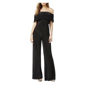 Guess Pleated Off Shoulder Luna Black Jumpsuit